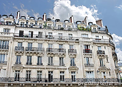 Facade of a traditional building in Paris,