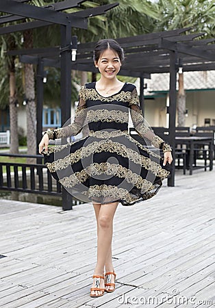 Face of asian woman in vintage dress style