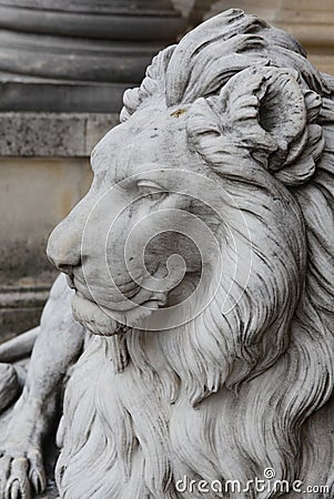 Face of the lion in the garden of Beylerbeyi Palace, Istanbul.