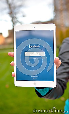 Facebook on digital tablet display