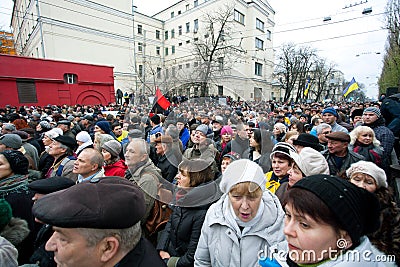 Faces of the demonstrators in crowd of 800 thousands people walking to anti-government meeting