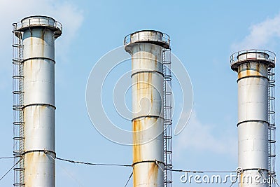 Factory Chimneys Of Coal Power Plant