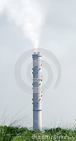 Factory stack with smoke