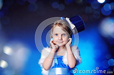 A fairy-tale girl is in dark blue