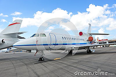 Falcon 7X business jet on display at Singapore Airshow 2012