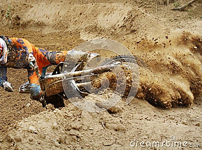 Fall of rider motocross