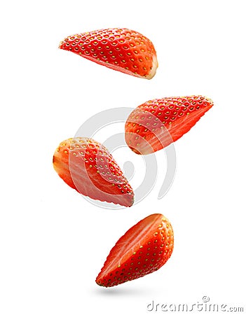 Falling strawberry isolated