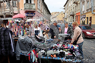 Families On The Street Market Royalty Free St
