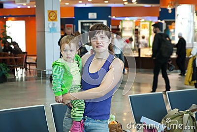 Family in airport