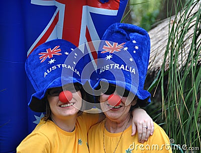 Family on Australia Day celebrations with crazy blue hats