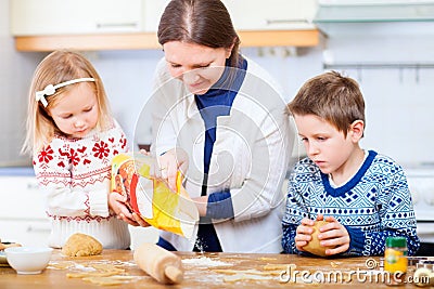 Family baking cookies