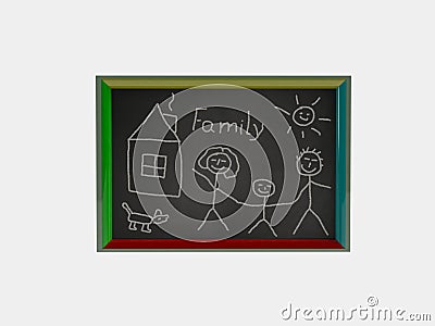 Family in black board