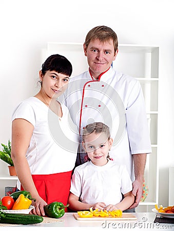 Family cooking together