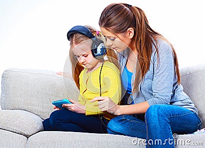 Family couple, mother and daughter play with table