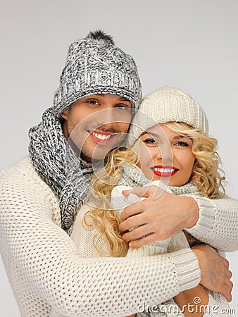 Family couple in a winter clothes