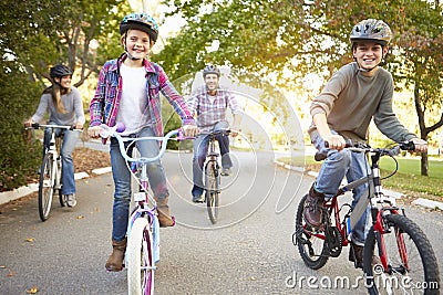 Family On Cycle Ride In Countryside