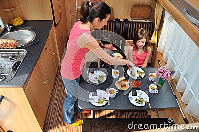 Family travel in caravan