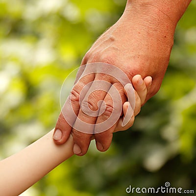 Family father and child son hands nature outdoor
