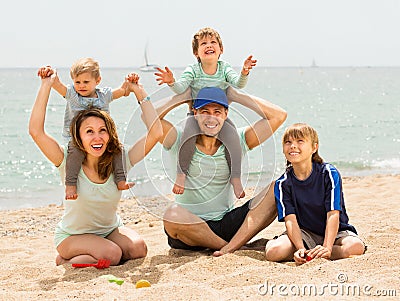 Family of five in vacation