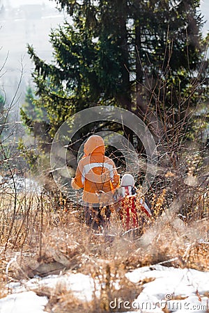 Family in forest