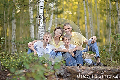 Family of four picking