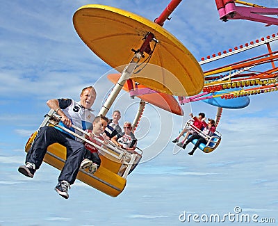 Family fun on fairground ride