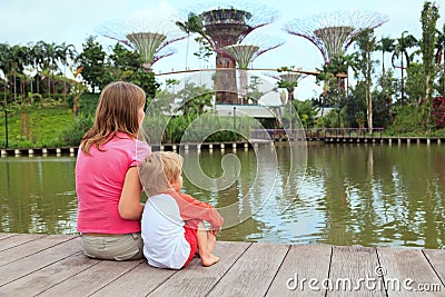 Family in gardens by the bay