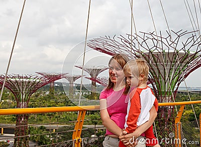 Family in gardens by the bay