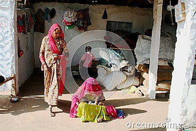 Family in Indian village