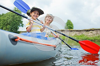 Family kayaking