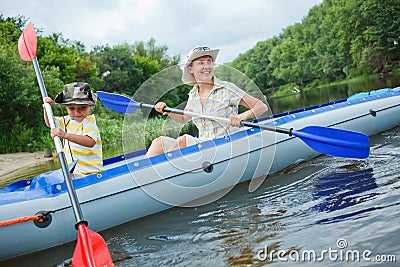 Family kayaking