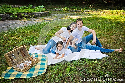 Family picnic in a park