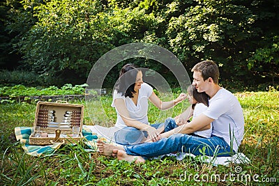 Family picnic in a park