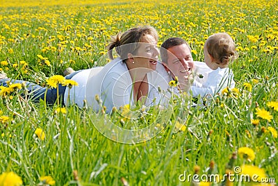 Family Picture in Dandelion field