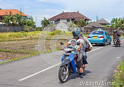 Family on scooter in Bali