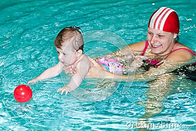 Family in the swimming pool