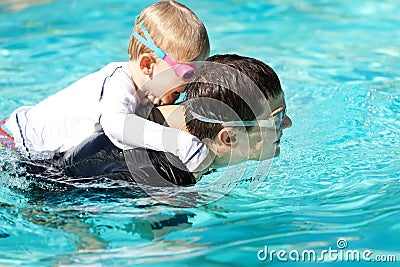 Family at swimming pool