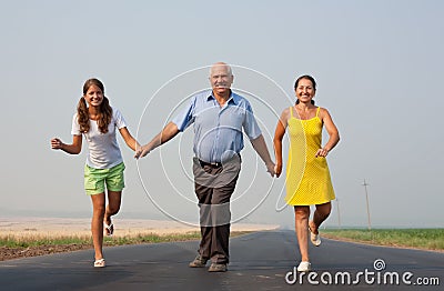 Family of Three on road