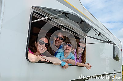 Family travel in motorhome (RV) on vacation