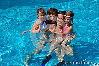 Family vacation. Fun in swimming pool