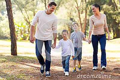 Family walking park