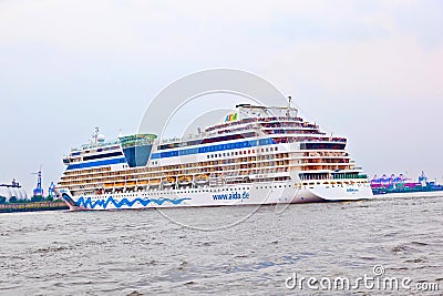 Famous cruise liner AIDA leaves the harbor