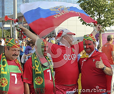 Fan of Russia together with the fans of Portugal