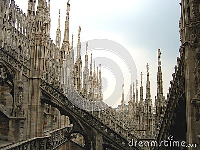 Fantasy city - Rooftops of Duomo Cathedral, Milan, Italy
