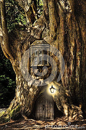 Fantasy fairytale miniature house in tree