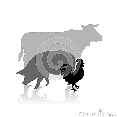 Farm animals vector silhouette