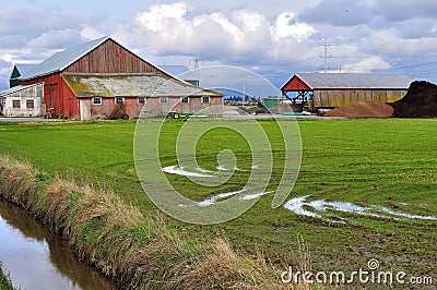 Farm barn and field