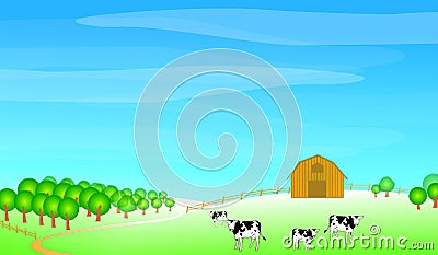 Farm scene illustration