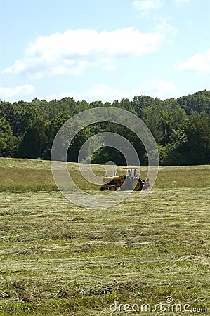 Farm Tractor Making Hay