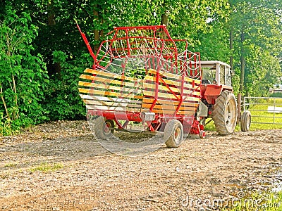 Farm tractor and a trailer